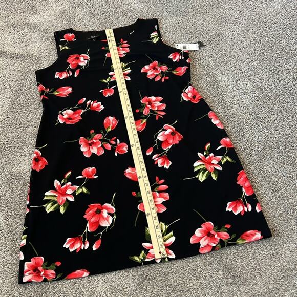 NWT $74 AGB Plus Size 16 Essential Sheath Black Red Floral Dress Career Midi - Picture 13 of 16